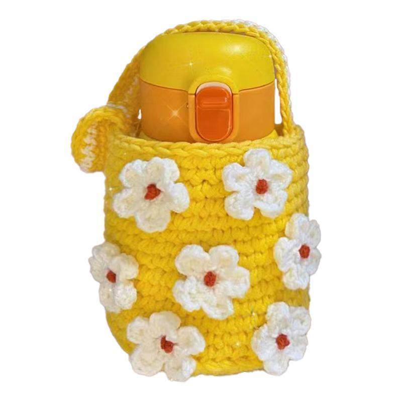 保温杯防护套杯子保护套纯手工编织diy花朵杯套冬季水杯保温套毛,淘宝优惠券,粉丝福利购,淘宝优惠卷