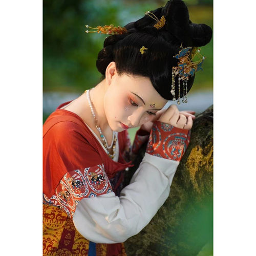 青泠谷仿唐代壁画桃子领鸡心领大襟复原背子汉服现货 - 图1