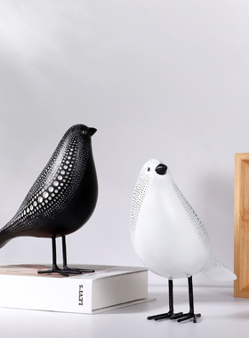 鸽子桌面黑白色样板间书房摆件