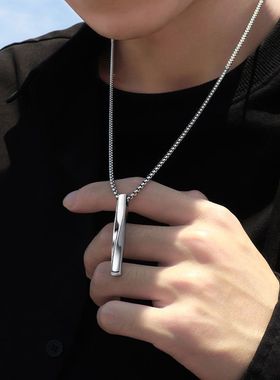 项链男款钛钢不掉色ins嘻哈蹦迪潮男旋转项链 个性网红毛衣链配饰