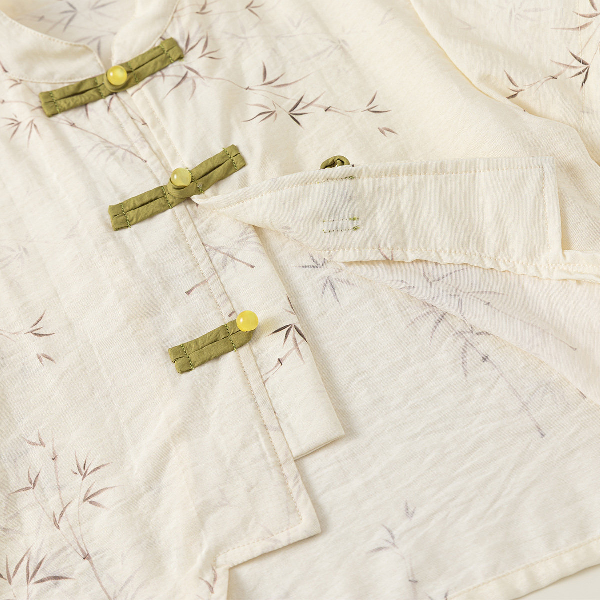 INSbobo男童国风套装2024夏装新款儿童唐装竹纹印花周岁礼服男宝