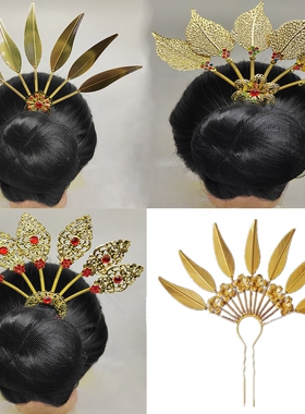 韩式金叶子插针盘发神器头饰新娘发钗U型发簪编发发夹发饰