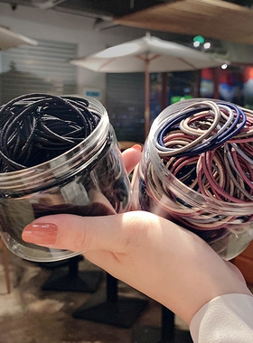 黑色扎头发橡皮筋女耐用高弹力发圈马尾头绳粗简约皮套绑发绳头饰