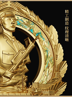 绿方阵千里江山退役送战友摆件