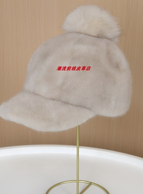 帽子女秋冬天狐狸毛球棒球帽