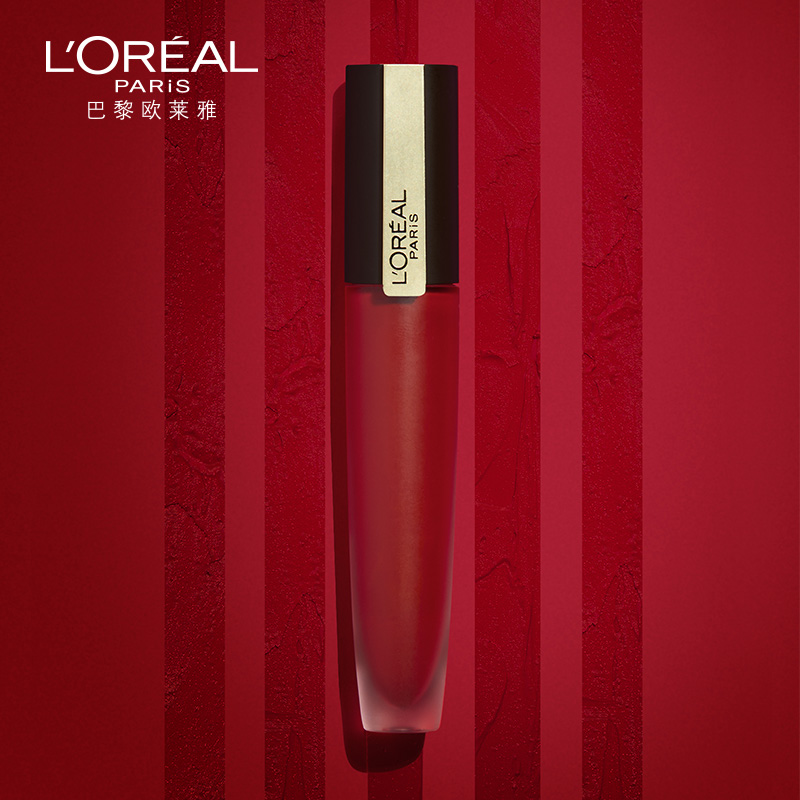 欧莱雅怡亚通大泽专卖欧莱雅湿吻小钢笔唇釉心动杏号129哑光丝绒口红唇彩水光310豆沙色3