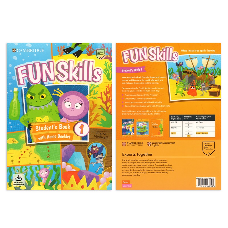 funskills 剑桥少儿英语YLE考试一级官方备考书Fun Skills 1/2/3/4/5/6级剑桥yle考级用书剑桥国际少儿英语考试教材pre A1 starter - 图0