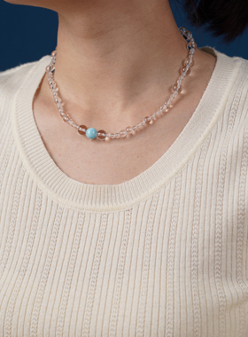 天然白水晶项链女款2025新款轻奢小众串珠锁骨链