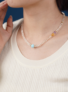 天然水晶项链女款轻奢小众设计感高级精致闺蜜礼物送女友