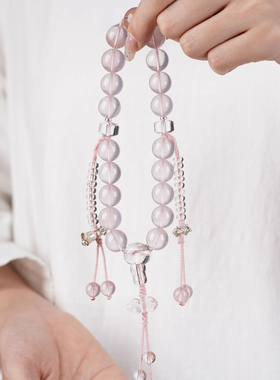 2025爆款天然粉水晶手链甜美百搭闺蜜手串饰品设计感小清新送女友