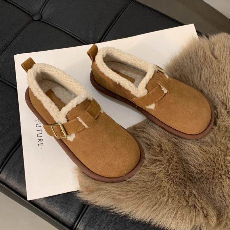 加绒保暖复古平底毛毛鞋女外穿休闲鞋2025秋冬款软底舒适豆豆棉鞋,淘宝优惠券,粉丝福利购,淘宝优惠卷