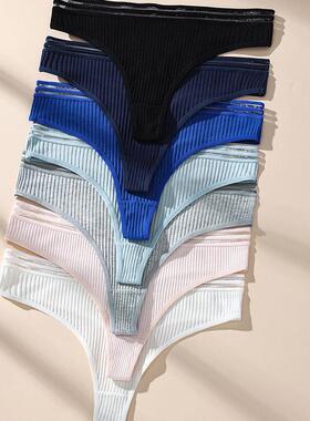 Women's Random Low Waist Thong Panties 7 Pack Cotton Spandex