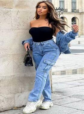 Women's High Waist Stretch Denim Pants, Womenswear, Plus