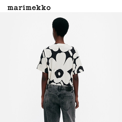 新年礼物Marimekko【Unikko游霓可】女士花卉图案短袖T恤25早秋 - 图1