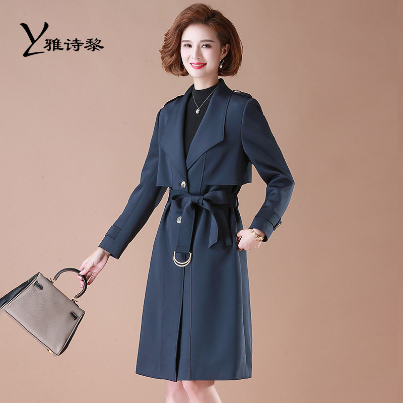 妈妈装洋气中老年春秋装中长款风衣 雅诗黎中老年女装