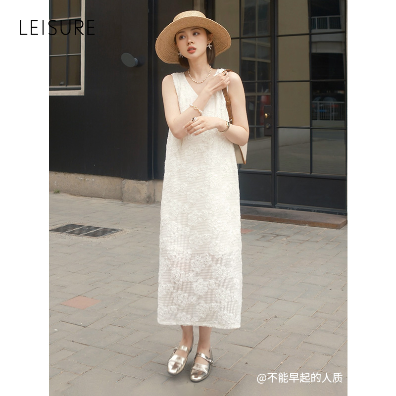 【蜜蜂服饰店】LEISURE夏季度假法式蕾丝背心裙显瘦气质连衣裙