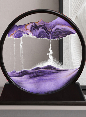 新中式创意解压流沙画沙漏摆件客厅酒柜装饰品办公室桌面高端家居