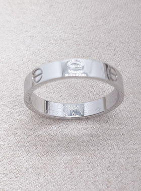 【自营】中古99新卡地亚LOVE系列18K白金窄版无钻戒指宽3.6毫米