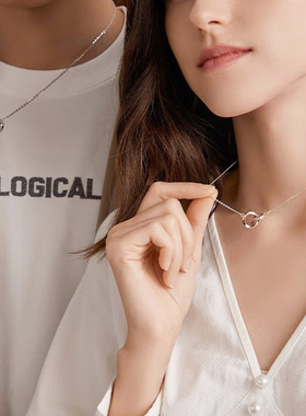 【自营】daisy beauty无尽的爱双环项链s925银锁骨链生日礼物纯银