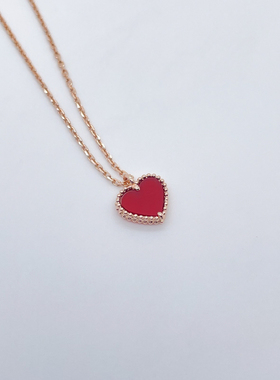 【自营】中古99新梵克雅宝Sweet系列K金红玉髓爱心吊坠项链超小号