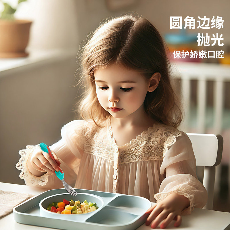 【自营】NUBY努比儿童304不锈钢叉勺组合宝宝辅食婴儿餐具勺子叉,淘宝优惠券,粉丝福利购,淘宝优惠卷