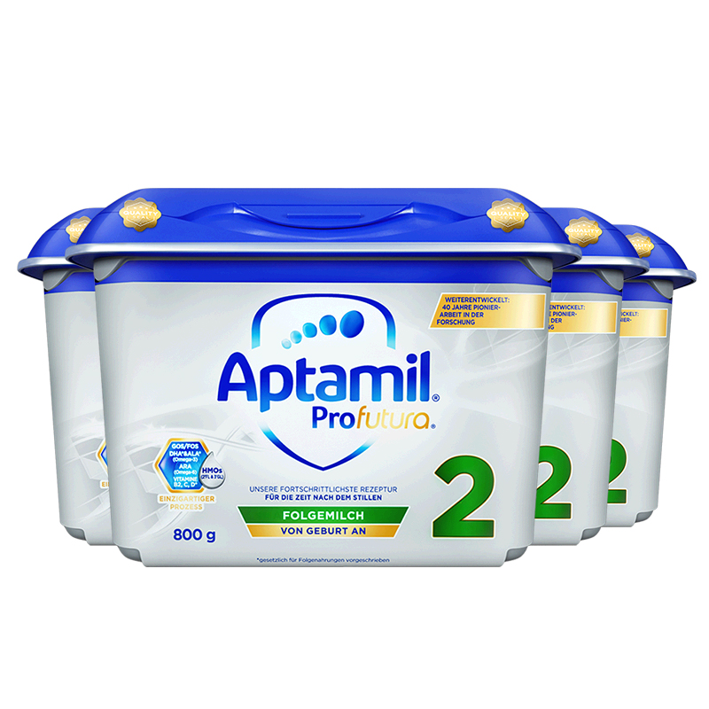 天猫国际母婴直营德国爱他美白金较大婴儿双重HMO配方奶粉2段6个月以上*4罐装0