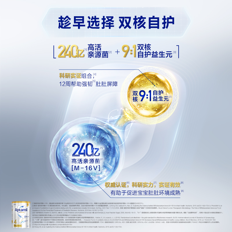 【自营】爱他美白金澳洲版240亿活性益生菌奶粉4段3岁及以上*3罐