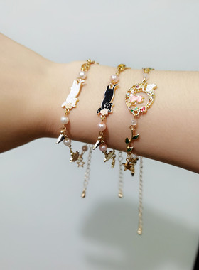 闺蜜猫咪日式手链女夏星星珍珠