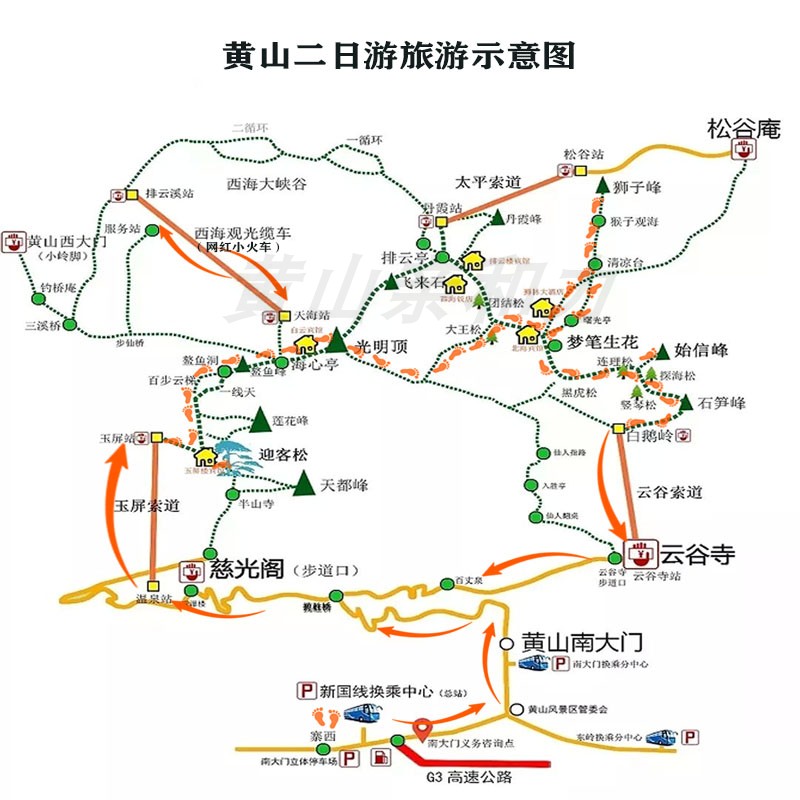 黄山二日黄山旅游可选6/16人纯玩跟团2天1晚住山顶日出含黄山门票-图1