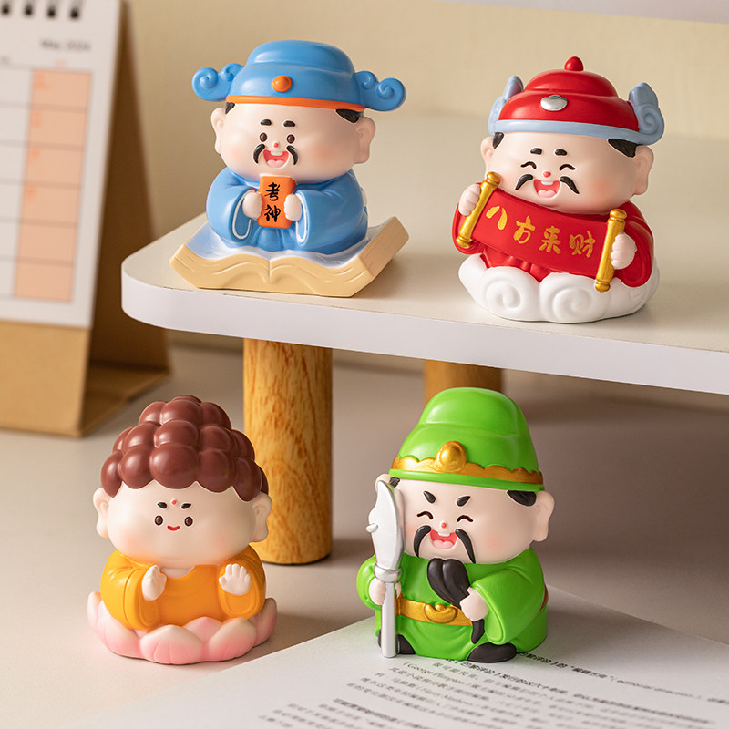 可爱福气小神仙摆件办公室工位客厅桌面发财装饰品三八妇女节礼物