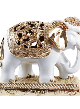 大象摆件一对树脂镂空工艺品客厅欧式装饰品电视柜玄关酒柜摆设