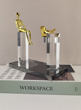 现代轻奢水晶人物摆件家居桌面软装饰品样板间展厅电视酒柜工艺品