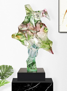 透明抽象雕塑摆件现代酒店客厅玄关家居装饰品办公室样板房工艺品