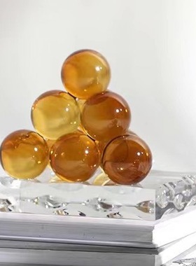 现代创意简约云朵水晶球堆摆件办公室装饰品样板间酒店会所水晶