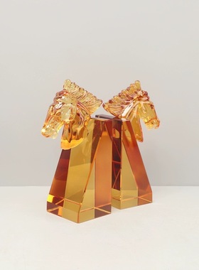 现代简约轻奢K9水晶书挡书靠样板房创意摆件客厅家居装饰书房摆件