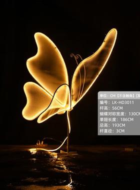 户外园林景观不锈钢蝴蝶摆件公园售楼处铁艺镂空昆虫雕塑发光装饰