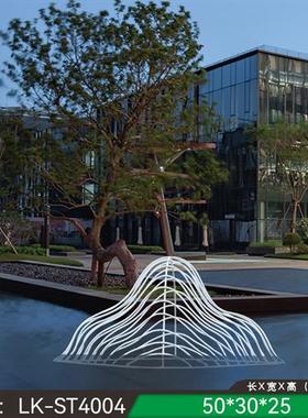 户外不锈钢镂空假山雕塑售楼室内景观园林水池水景铁艺线条山摆件