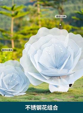 户外不锈钢蒲公英雕塑铁艺发光镂空花朵园林摆件草坪美陈装饰景观