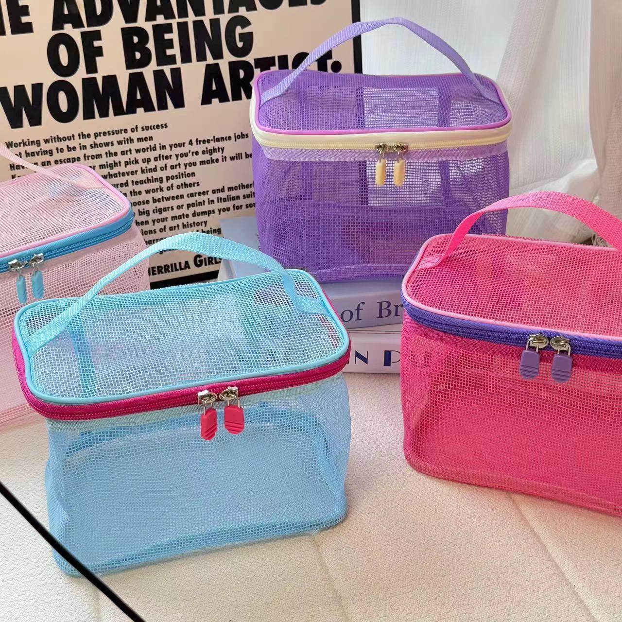 洗澡专用手提袋2025新款大容量网纱收纳袋化妆包化妆便携手提化妆,淘宝优惠券,粉丝福利购,淘宝优惠卷