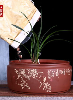 紫陶口径27CM花盆园艺盆栽矮款