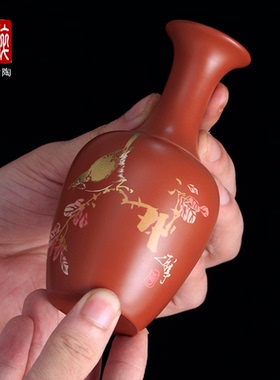 建水紫陶红泥花瓶可作毛笔筒