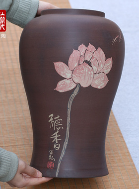 半根建水紫陶纯手工花瓶客厅花插
