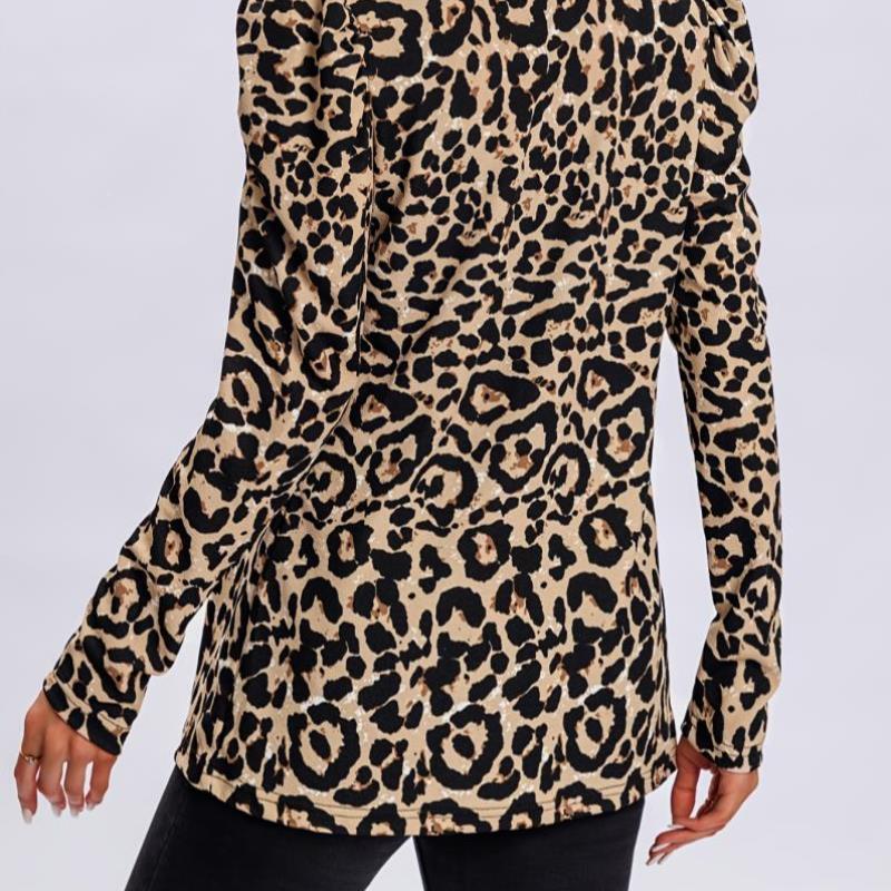 Comfortable Leopard Print Long Sleeve dium Length Open跨境 - 图1