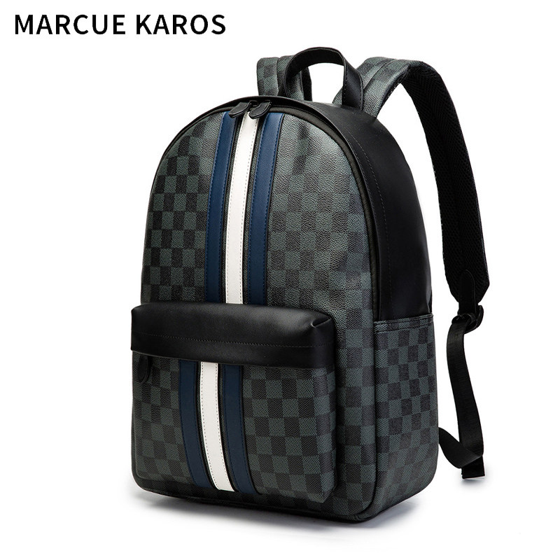 mk男士潮牌大容量真皮休闲电脑包 partyplus双肩背包