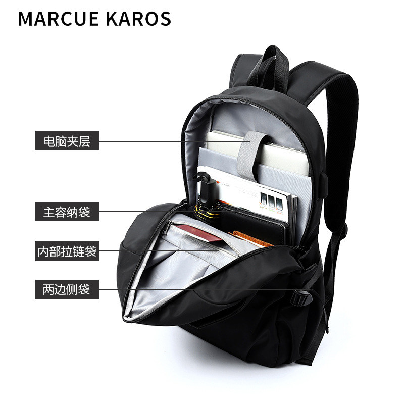 mk男校园大学生大容量帆布潮电脑包 partyplus双肩背包