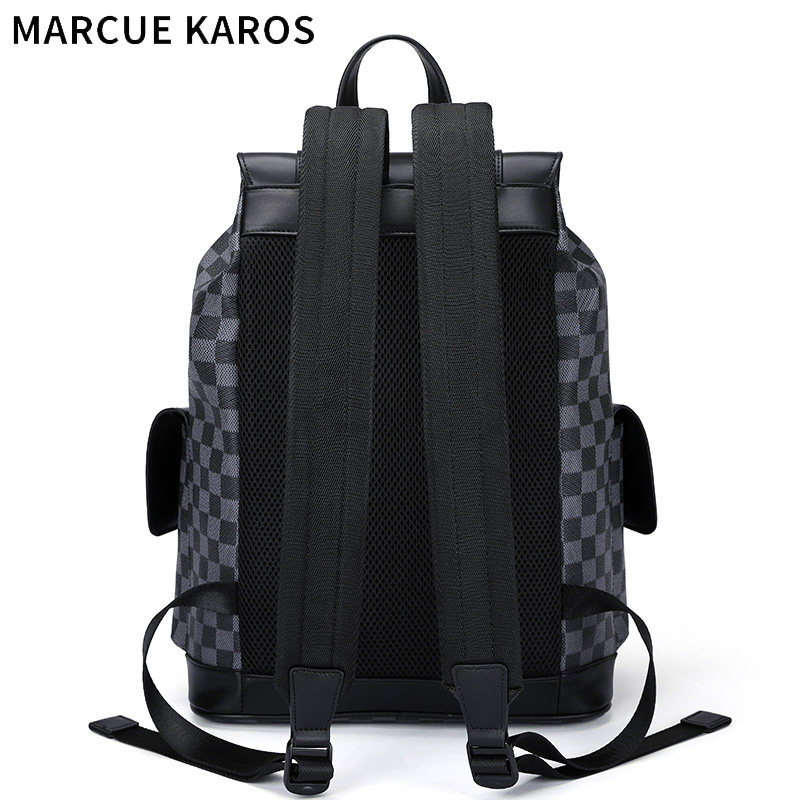 mk男士2021年新款时尚格子真皮背包 partyplus双肩背包