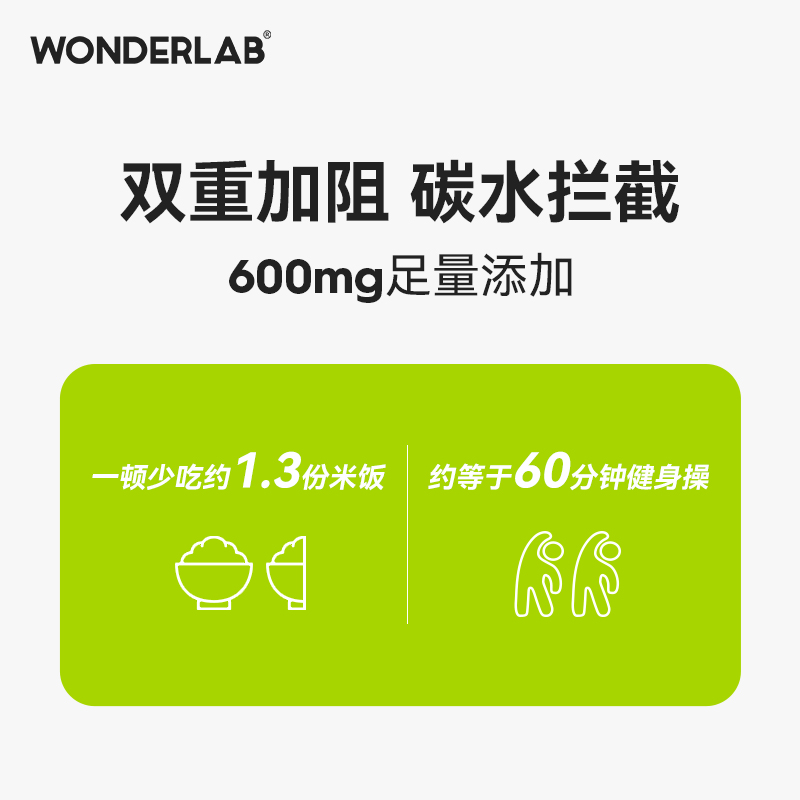 WonderLab白芸豆咀嚼片轻零压片糖果膳食纤维阻断剂大餐碳水救星_保健食品_膳食营养补充食品
