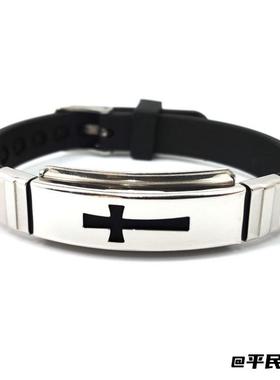 韩版时尚十字架手链男女士硅胶