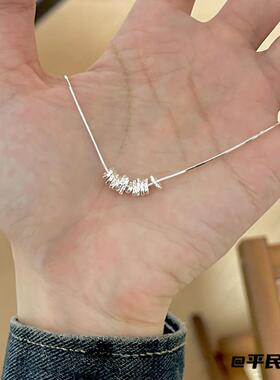 新款肌理碎银子项链女锁骨链in