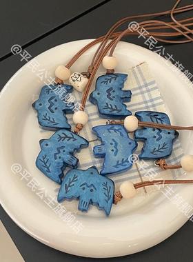 小红书同款百搭毛衣链秋冬蓝色